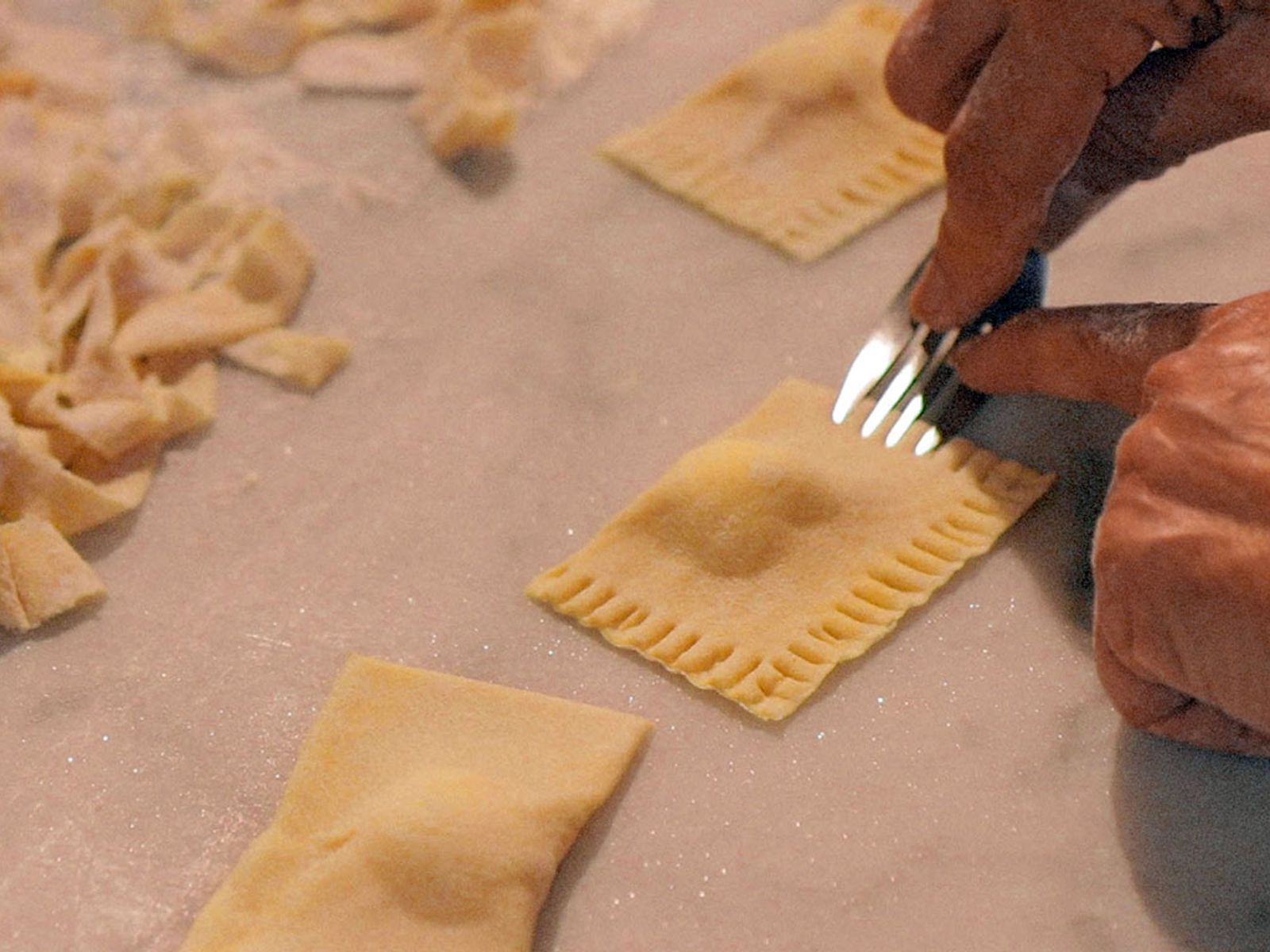 Online Italian Cooking Class technique, Pressing Stuffed Pasta